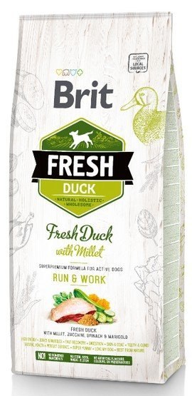 Brit Fresh Dog Adult Active Duck & Millet 2,5kg [termin ważności: 04.08.2026]