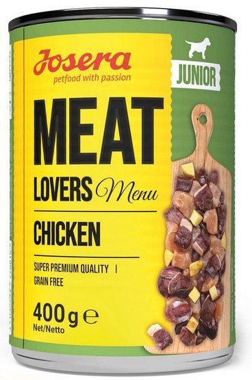 Josera Pies Meat Lovers Menu Junior Kurczak puszka 400g