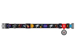 Collar WauDog Nylon Obroża nylonowa z QR-paszportem, plastikowy fastex, wzór NASA, 25mm/37-58cm