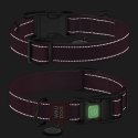 Collar WauDog Nylon Mono Obroża nylonowa odblaskowa z QR-paszportem, plastikowy fastex, M 20mm/28-40cm jasnozielona