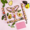 Collar WauDog Nylon Obroża nylonowa z QR-paszportem, plastikowy fastex, wzór AWOKADO NA RÓŻU, M 20mm/28-40cm