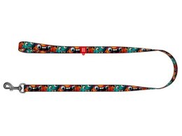 Collar WauDog Nylon Smycz nylonowa S 15mm/200cm, wzór ZĘBATE POTWORY