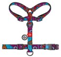 Collar WauDog Nylon Szelki nylonowe anatomiczne w kształcie litery H, z QR-paszportem, plastikowy fastex, wzór LATO, rozmiar S 1