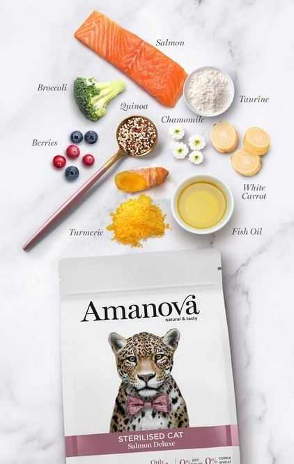 Amanova Cat Sterilised Salmon Deluxe - łosoś 300g [termin ważności: 19.09.2026]