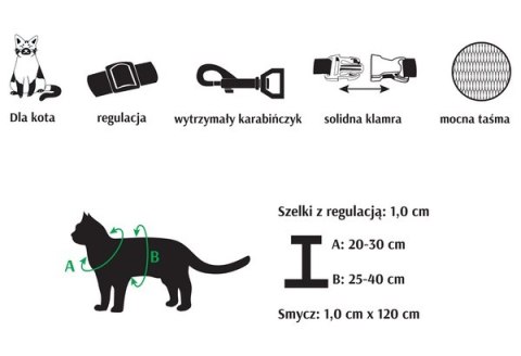 Dingo Komplet dla kota - Smycz i szelki Leopard