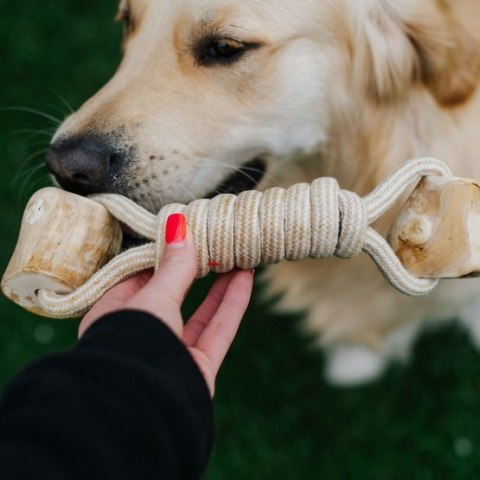 Dingo Psia-Kawka Gryzak z drewna kawowego sznurowy hantel 27cm