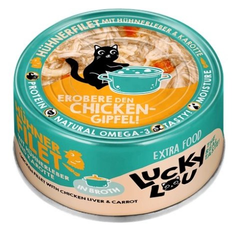 Lucky Lou Extrafood Kurczak i wątróbka z kurczaka w bulionie puszka 70g